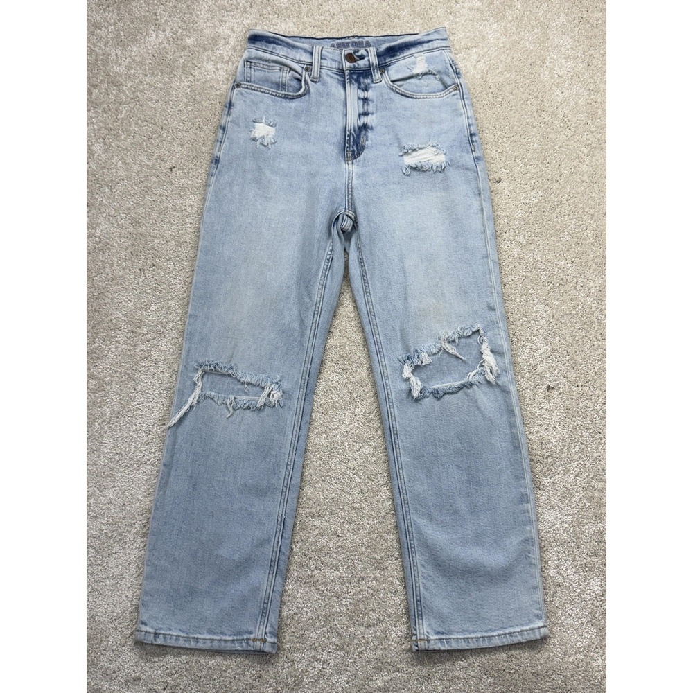 Arizona Jean Co Jeans Juniors 3 Light Wash High Rise Distressed‎ Straight Denim